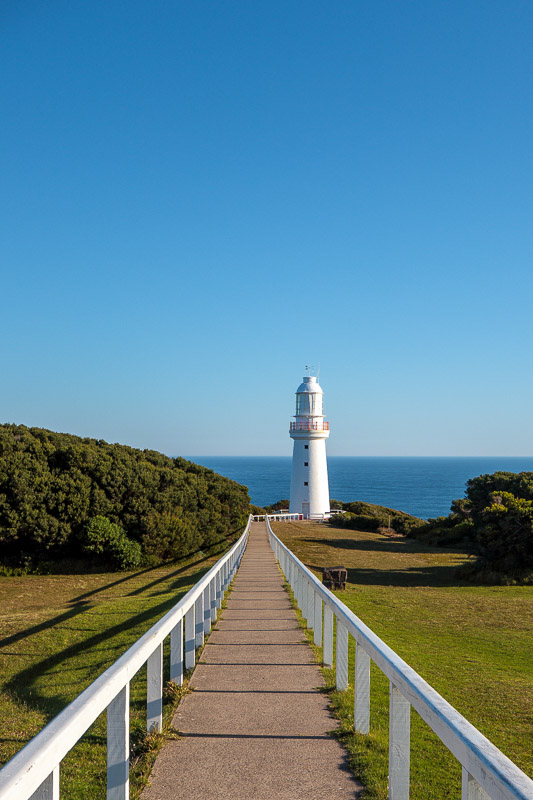 Cape Otway - Easter 2021 - Lighthouse, with the walkway and stay 1.5m away from me or I will stab you repeatedly COVID signs.