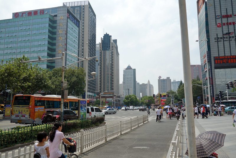 Back to China - Shanghai - Nanjing - Hangzhou - 2012 - Heres where I came out of the subway, its a few hundred metres to my hotel (in the opposite direction to this photo). The street is very busy and full