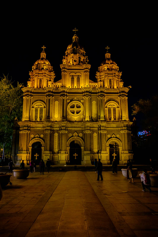 The great loop of China - April 2018 - Every European tourist was having their photo taken in front of this church. By European I might mean Russian, hard to tell cause it was dark.