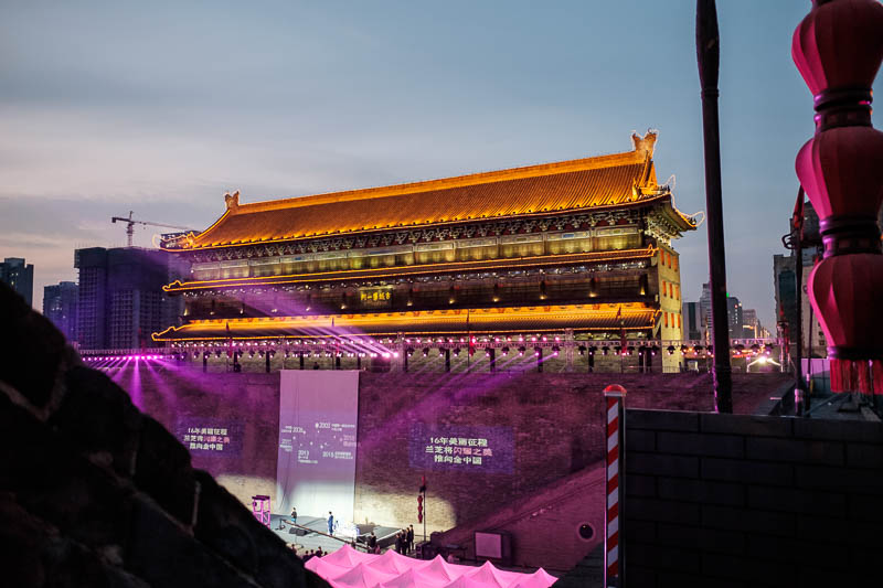 China-Xian-City Wall-Hiking-Dumplings - This is the north gate. I think a launch of a make up brand was happening. You can rent out any of the gates for any purpose. I plan to shoot my next 