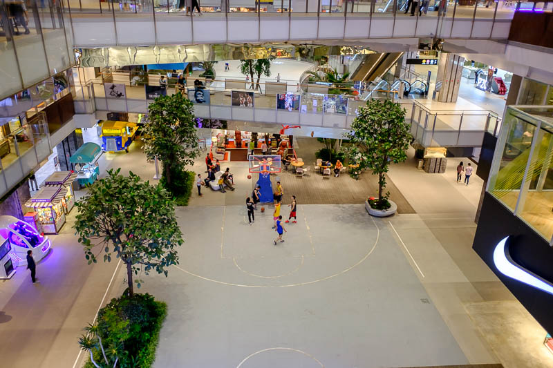 The great loop of China - April 2018 - This mall has a number of non shopping activities, here is the basketball court. There were also ping pong tables, just as we have in Australia now in