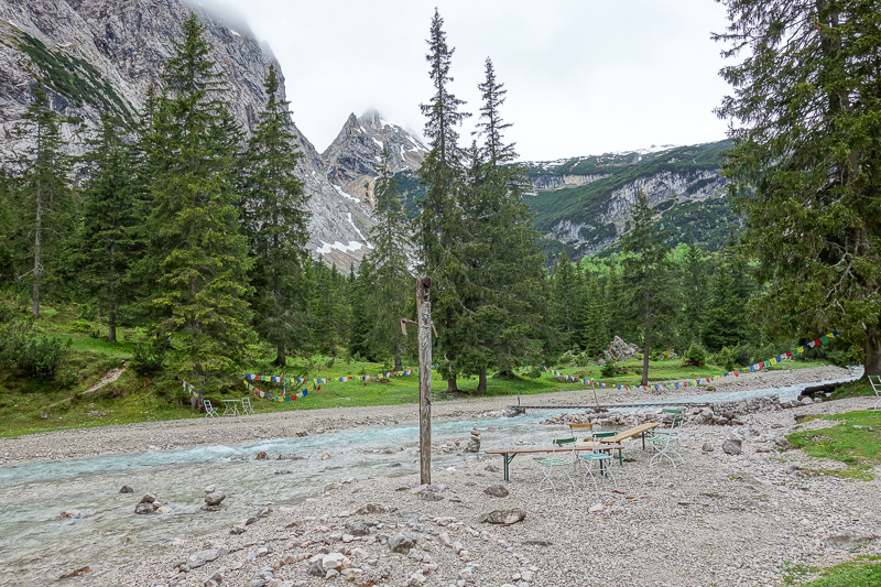 Germany-Garmisch Partenkirchen-Hiking-Zugspitze-Snow - Hut number 2 has a nice outdoor area for picnics.