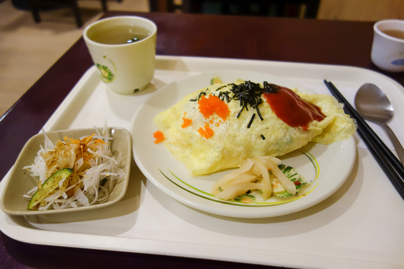 Taiwan-Taichung-Omurice - So I ended up with Japanese Omurice. Boring. But $2. Unfortunately it came with all the fishy tasting things on it and in it and with it. These things