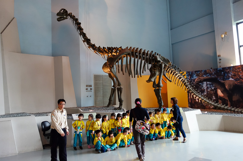 Taiwan-Taichung-Museum-Xitun - The dinosaur exhibit was most popular with the many school groups. Theres also dinosaurs outside in the gardens. I snuck this sneaky photo of one of t