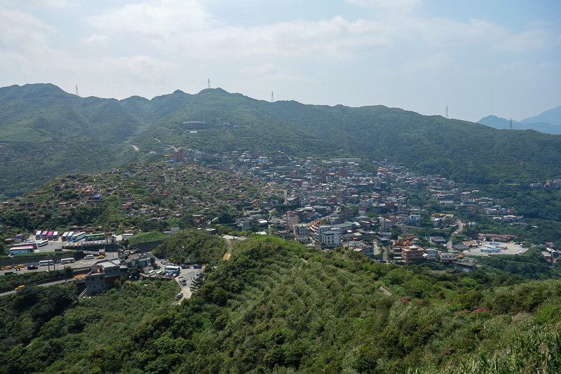 Taiwan-Ruifang-Jiufen-Hiking-Keelung Mountain - This is Jiufen as seen from half way up the mountain thing. The tiny houses in the centre are the old style miners houses, I think a sign told me that