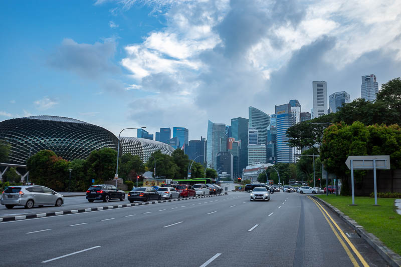 Singapore-Chicken Rice-Raffles - The 1980's called, they want their city skyline back. The structure on the left is a theatre.