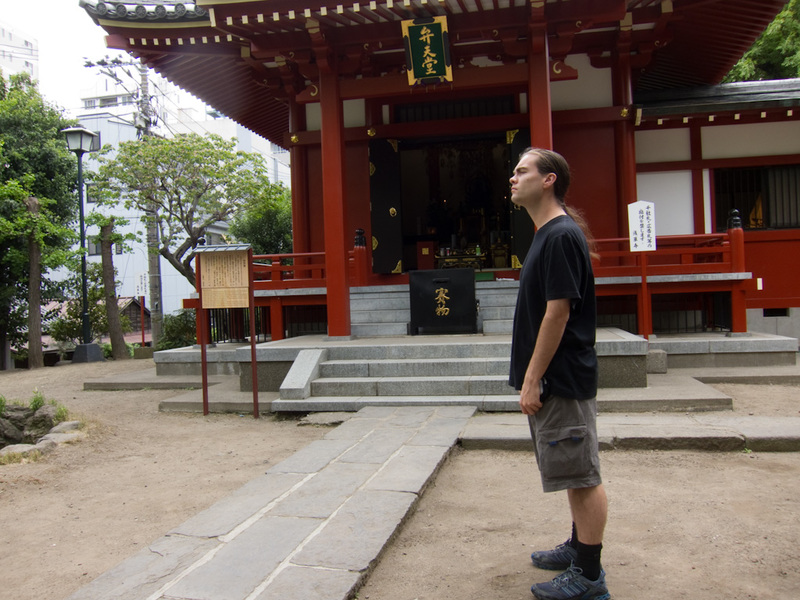 Japan-Tokyo-Asakusa-Shrine-Ferry - Here I am, having achieved enlightenment. Turns out this temple is part of a pre school, since theres a swing set just behind me.