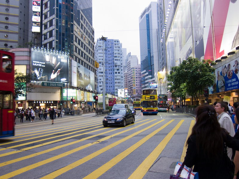Hong Kong-Airport-Causeway Bay - Typical Hong Kong street.