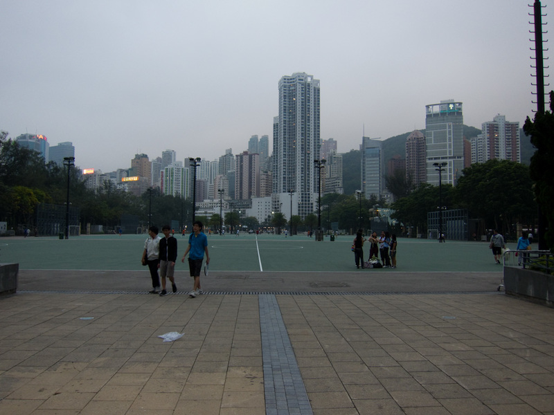 Hong Kong-Airport-Causeway Bay - On my walk I came across this huge open space for sports, and most people were playing football on concrete. Sounds dangerous to me.