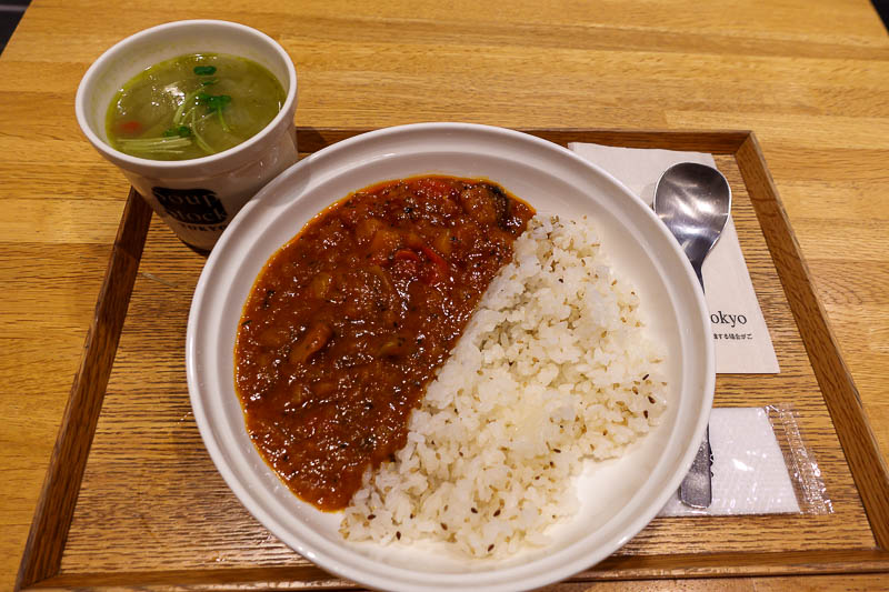 Japan-Osaka-Namba-Umeda - And here is my vegetarian but probably not vegan dinner, from one of my old favourites Soup Stock Tokyo. I chose the ratatouille and vegetable soup co
