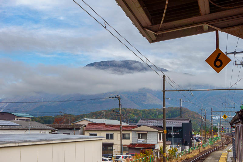 Japan for the 10th time (Finally!) - October and November 2023 - This is the view from the station at Omi-Nagaoka. A big mountain. Weather was good. I was excited.