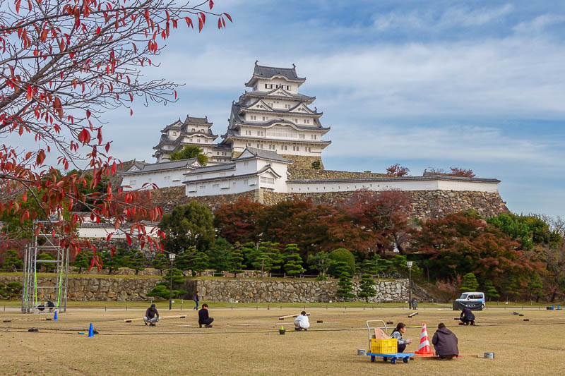 Japan for the 10th time (Finally!) - October and November 2023 - There it is, a designated treasure and world heritage site and many other things. They are setting up a light show on the dead lawn.