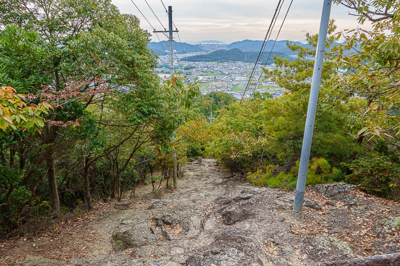 Japan for the 10th time (Finally!) - October and November 2023 - And here is a nice shot of the rocky path down, ruined by the power poles and wires. Soon after I was in for the bus ride of a life time.