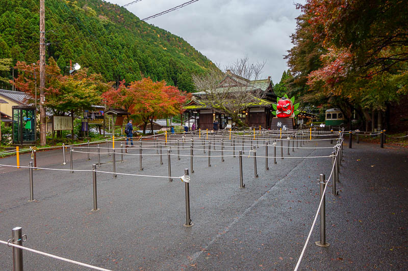 Japan for the 10th time (Finally!) - October and November 2023 - Getting off at Kurama, and they seem to expect huge crowds. These are the rope barriers to line up to get back on the train.