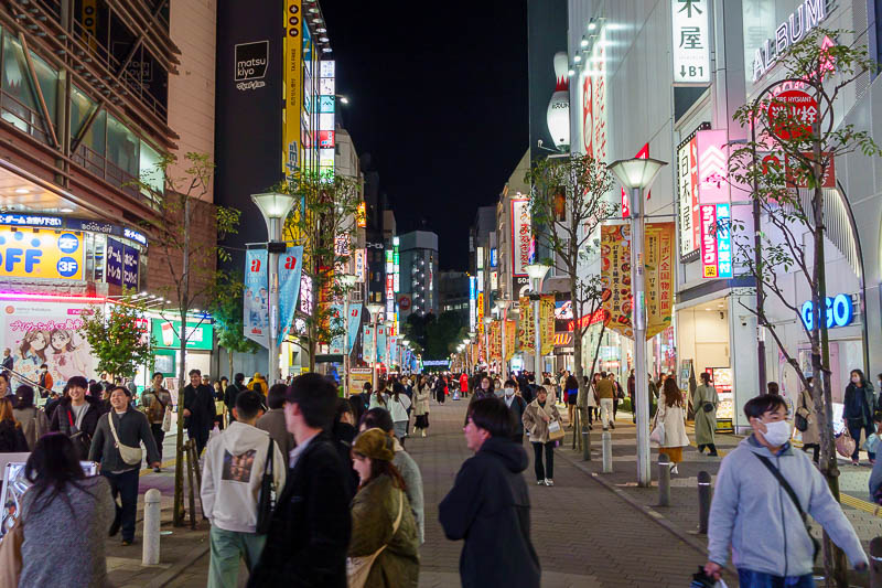 Japan-Tokyo-Ikebukuro-Okonomiyaki - A single shot of the very busy Saturday night streets in Ikebukuro.