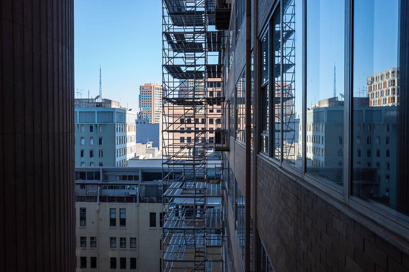 Back to Japan for the 11th time - October and November 2024 - The traditional departure photo, taken the evening before departure. What is this? It is the view of the new feature from my apartment window. Scaffol