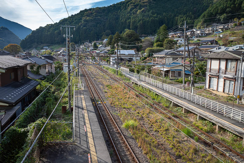 Japan-Tokyo-Hiking-Mitake-Otsuka - Now full of chocolate and deep fried bananas I had just enough time to stand on the train overpass and take a shot of the village of Kori before board