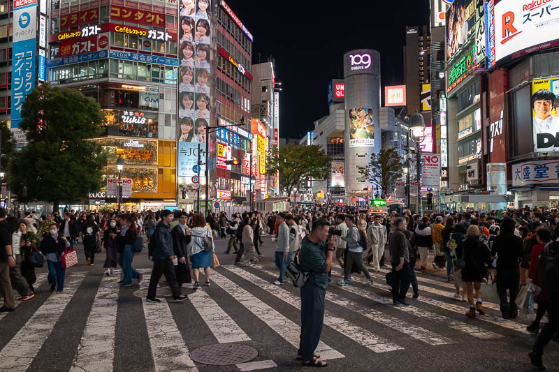 Japan-Tokyo-Shibuya-Halloween - The crossing, you can only cross in certain directions as some of the start and end points are closed off.