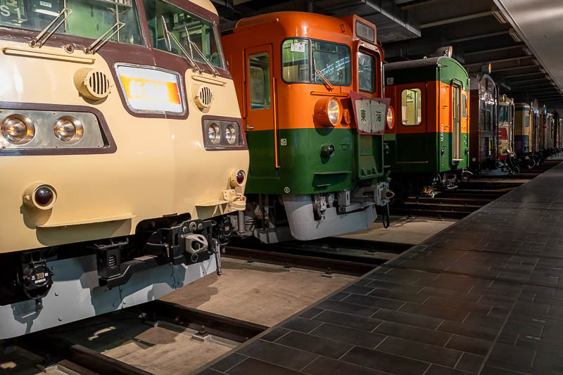 Back to Japan for the 11th time - October and November 2024 - At the back of the main hall are all these other trains in a closed off area. Not just a sawn off front bit of each one either, but the full carriage.