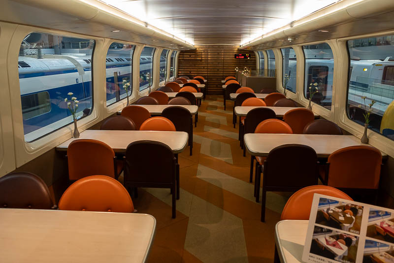 Back to Japan for the 11th time - October and November 2024 - This dining car area is on the top level of the old double decker bullet train. OK, that is enough train museum.