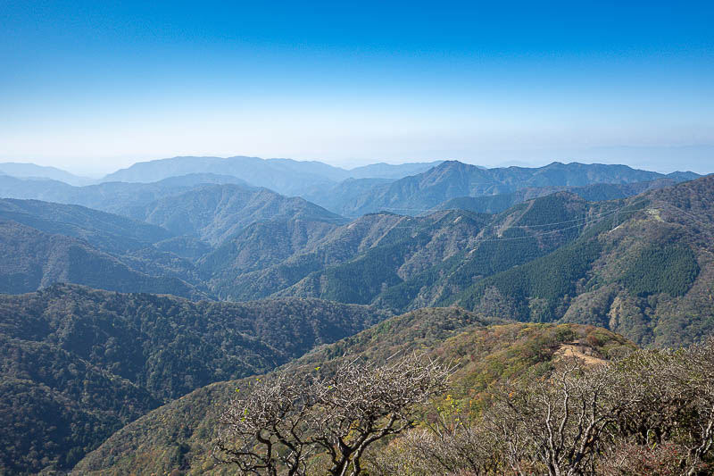 Japan-Nagoya-Fujiwaragatake-Hiking - You can walk over all of these mountains from here, and many people are. I will climb up a different one on my next hike. That one has a cable car, an