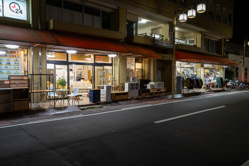 Japan-Nagoya-Nakamura - The back streets around here were very interesting. Many shops such as this with furniture placed on the street on a Sunday night.