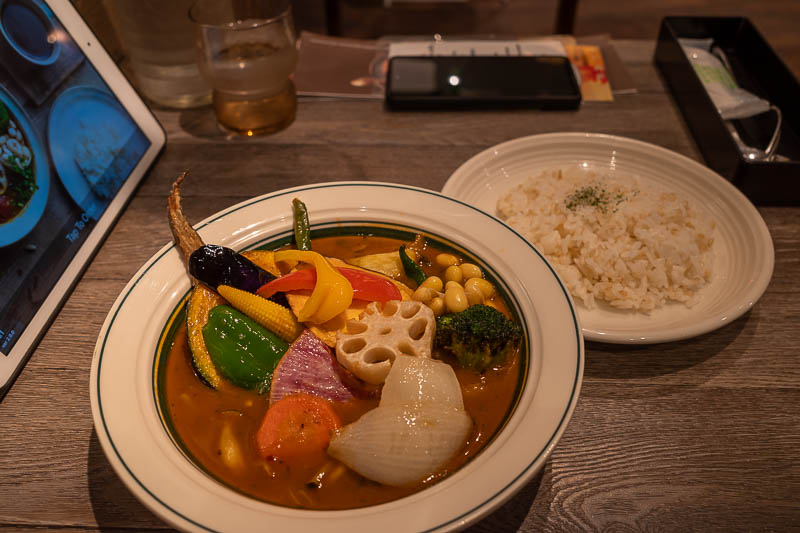 Japan-Nagoya-Mall - Here is my soup curry, with 20 kinds of vegetables! It was great.