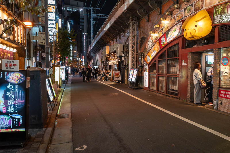 Japan-Tokyo-Shimbashi-Ramen - Occasionally I came out from the under the tracks tunnels and followed the street alongside the tracks, which was also photogenic.