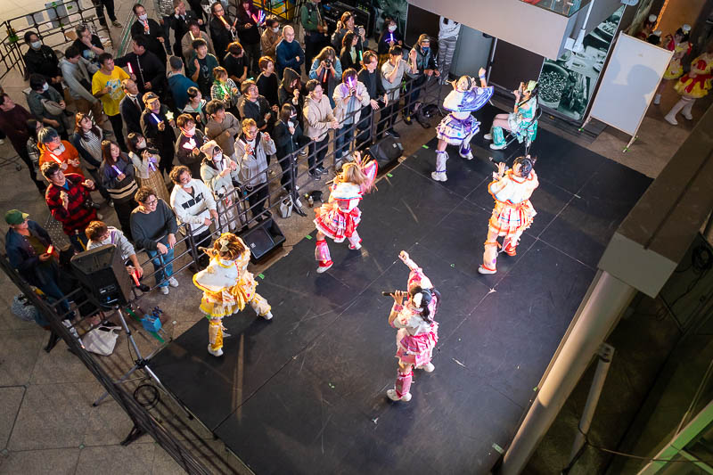 Back to Japan for the 11th time - October and November 2024 - And as per my intro, here is the idol group performing in the stair well. The girl in green is out injured so is sitting through the whole performance