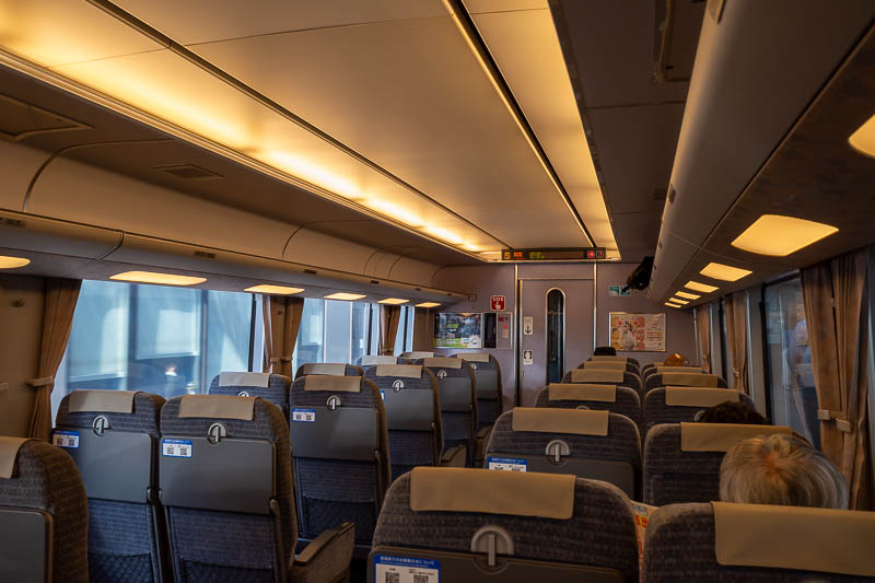 Japan-Nagoya-Kanazawa-Shinkansen - Inside the limited express, which was busier than the Shinkansen, but I still got an empty seat next to me.