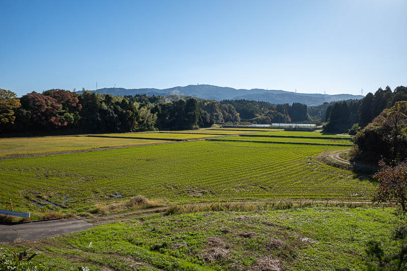 Back to Japan for the 11th time - October and November 2024 - The view towards Hodatsusan from Menden station. It looks tiny from here. It is about 3km to the start of the trail from the station, I include those 