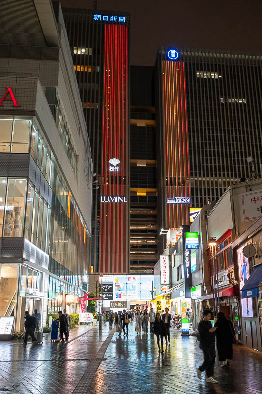 Japan-Tokyo-Shimbashi-Ramen - It was now time to head out into the rain. At first it was just a bit moist and reflective.