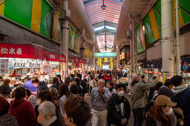 Back to Japan for the 11th time - October and November 2024 - Back near my hotel now, and it is time to check out the Omicho market, at peak capacity. A lot of different crabs. Too crowded, I could not wait to le