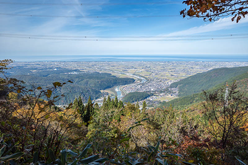 Japan-Kanazawa-Hiking-Mount Okushishiku - More view towards the coast, with power lines.