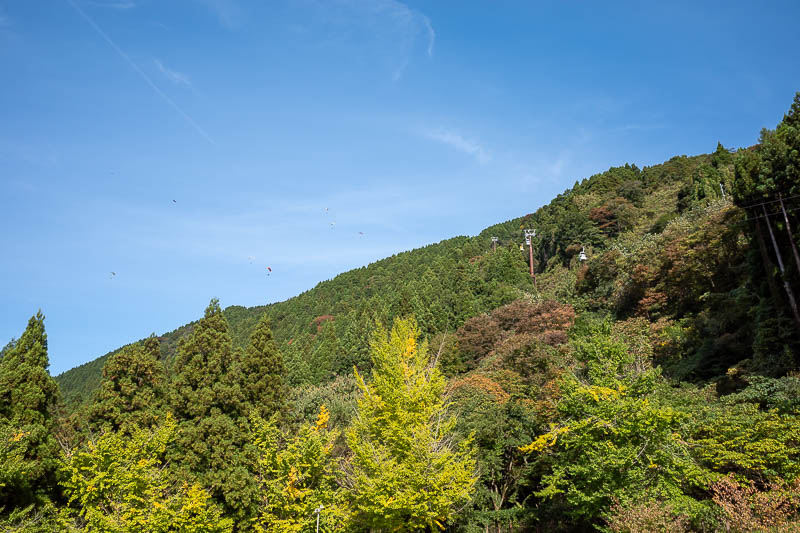 Japan-Kanazawa-Hiking-Mount Okushishiku - I know this is hard to see, but here you can see the cable cars on the wire, and if you squint, 5 or so paragliders. More on them shortly.