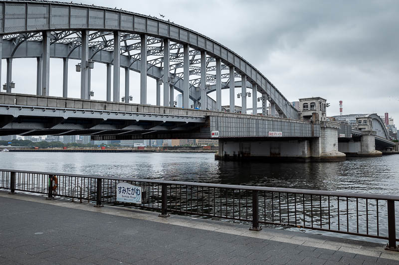 Japan-Tokyo-Garden-Rain - Time to start crossing some bridges. I have become very familiar with the very grey looking Sumida river.