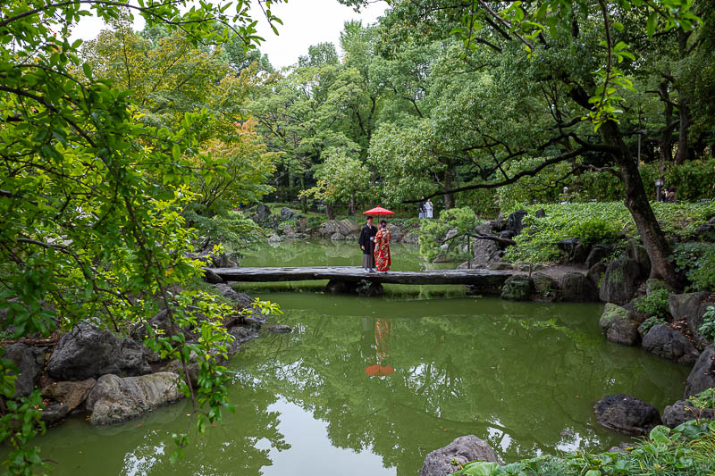 Japan-Tokyo-Garden-Rain - Grey skies and green water