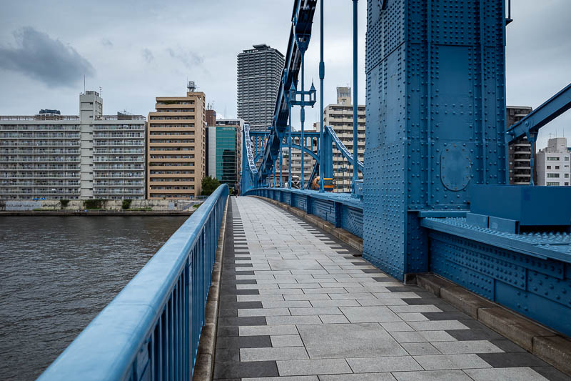 Japan-Tokyo-Garden-Rain - The final bridge for the day is a blue bridge, the greatest bridge of all.