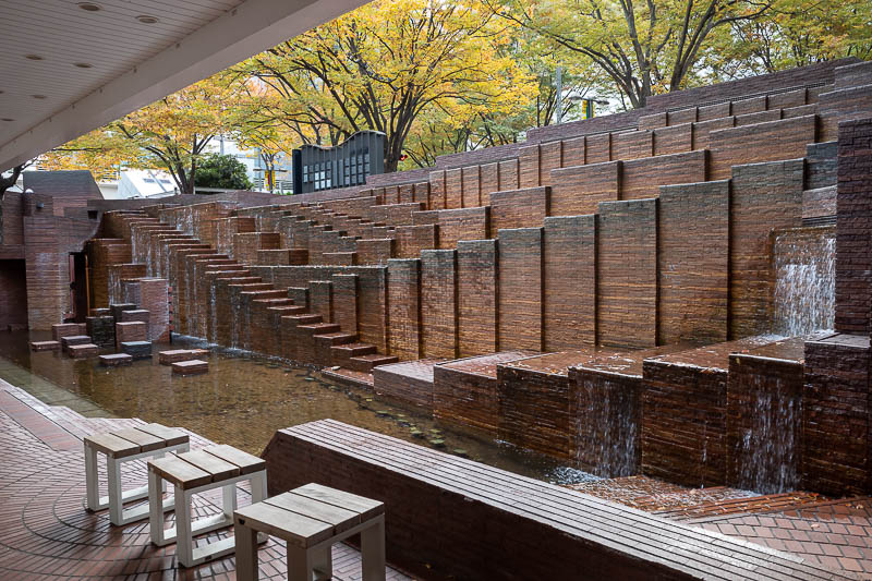 Japan-Tokyo-Shinjuku-Shibuya - I stopped here for my first coffee, nice leaves, nice water feature.