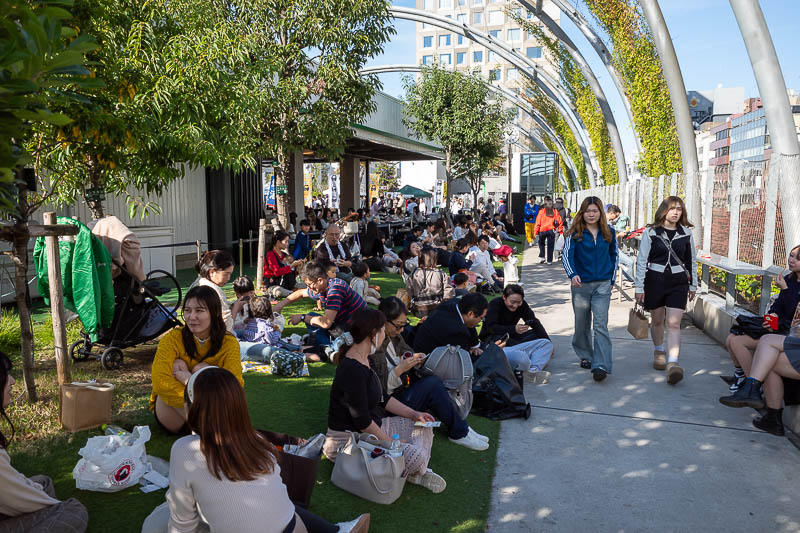 Japan-Tokyo-Shinjuku-Shibuya - I headed up to the fairly new roof garden that looks like it is on an old train line, but I do not think it is. Very busy. A lot of it was also roped 