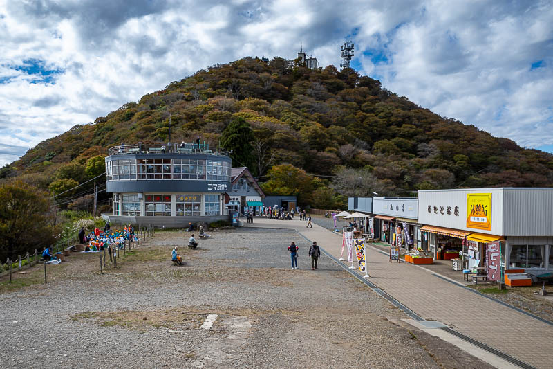 Japan-Tokyo-Hiking-Mount Tsukuba - After I ran past the ice cream shops I took pause to look back at summit number one before proceeding to summit number two. You can see a junior schoo
