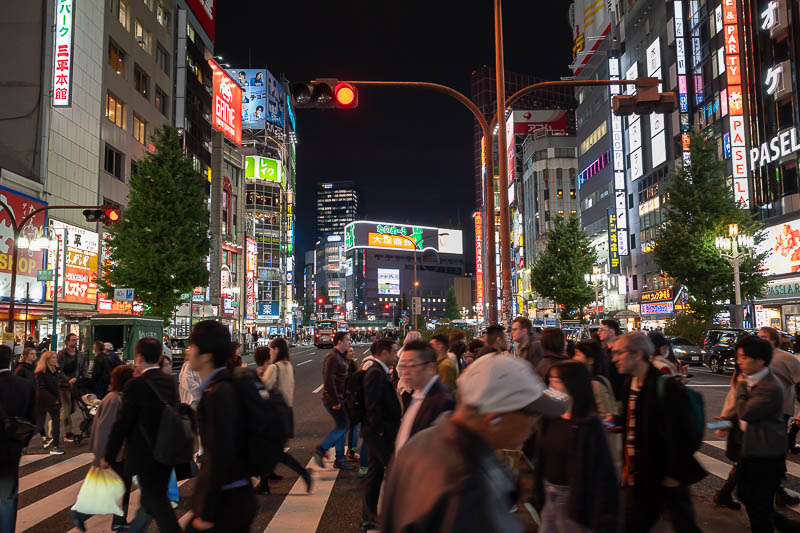 Japan-Tokyo-Shinjuku-Shibuya - Neon road crossing.