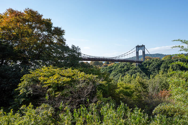 Japan-Tokyo-Hiking-Tonodake - Bridge from afar. I forget the name of the trail, all the trails here have names, however you follow the stream on a forest road for a while.