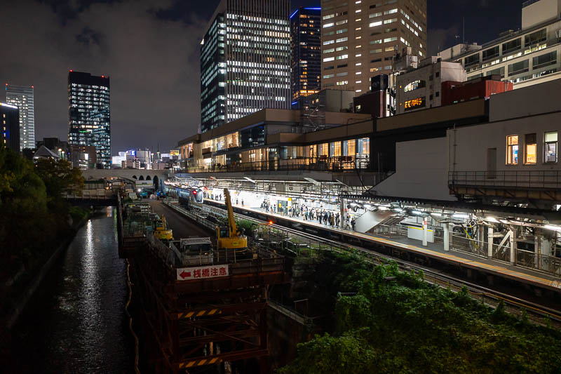 Japan-Tokyo-Soba-Okachimachi - This is the station I use a lot on this trip, Ochanomizu. It is built over a creek and has had the same excavators parked on the elevated platform for