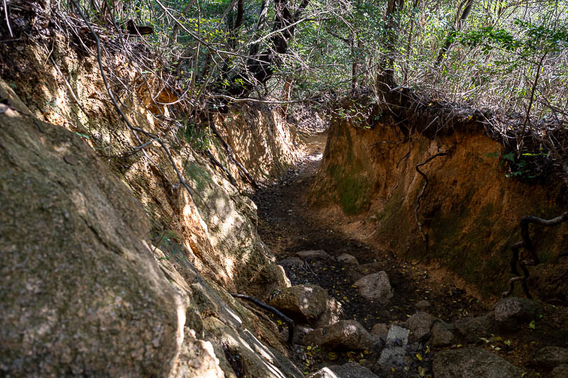 Japan-Kobe-Hiking-Mount Rokko - Past the rock garden there are some sandy ravines.