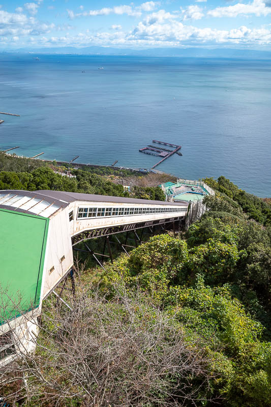 Japan-Kobe-Hiking-Higashiyama - Here is one of the cable car options to go down, fully enclosed for some reason.