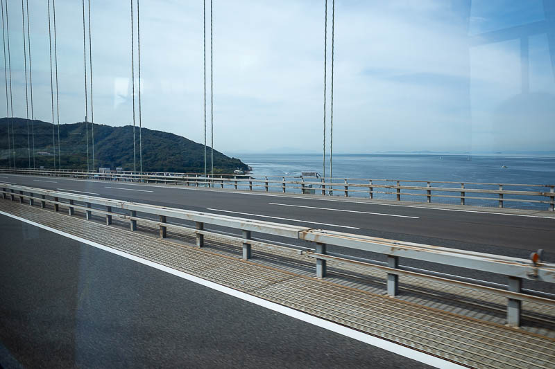 Japan-Kobe-Tokushima-Bus - This is the view going over the main bridge, the one I hung off the bottom of 2 days ago. This one takes you from Kobe to Awaji Island.