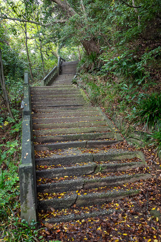 Japan-Tokushima-Castle-Mount Bizan - At first there was a staircase. It was a bit crumbled and possibly about to slide off the mountain. I expected this to last to the top.