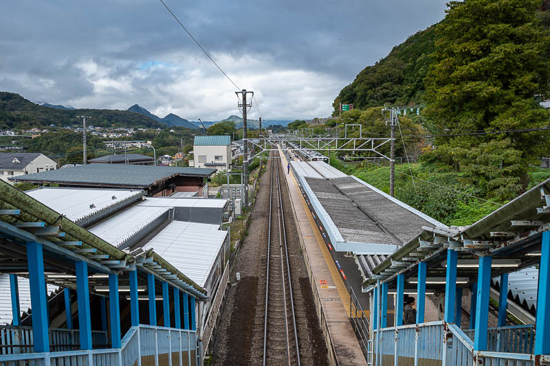 Japan-Tokyo-Hiking-Hachiokayama - Here is the view from Fujino station. It was strangely dark for much of the day. I have started a hike here before, but turned right up to Jinba, toda