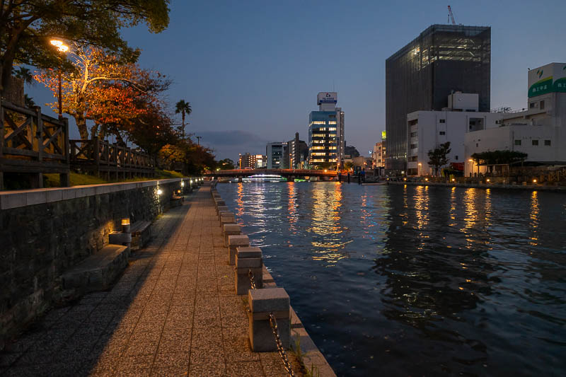 Japan-Tokushima-Curry - There is a river running through Tokushima. They put some lights and things on the various bridges, but the water front seems very under developed.